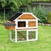 Rabbit Hutch Outdoor for 2 Rabbitsen Rabbit Cage with Flower Bed, Removable Tray, Ramp - 2 of 4