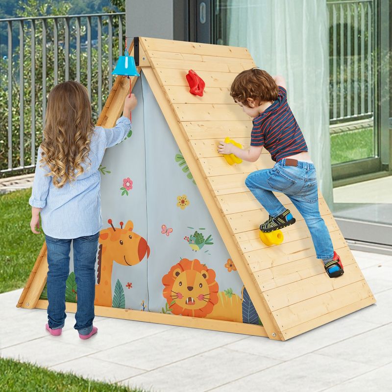 Costway Climbing Triangle with Tent Triangle Climber Crawling Toys for Kids & Baby, 2 of 11
