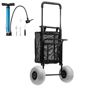 VEVOR Beach Dolly with Big Wheels for Sand, 20.1" x 14.6" Cargo Deck, w/ 9" Balloon Wheels, 165LBS Loading Capacity Folding Sand Cart - 1 of 4