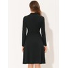 Allegra K Women's Work Sheath Tie Neck Knit Long Sleeve Midi Dress - 3 of 4
