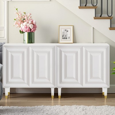 MAYEERTY 63" Sideboard Buffet, Modern Kitchen Accent Cabinet with 4 Doors