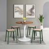 LeisureMod Tresse Stackable Dining Stool – Mid-Century Modern Square Backless Wicker-Top Seat Indoor Outdoor Use for Kitchen, Patio, Garden Set of 2 - 3 of 4
