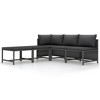 VidaXL 5 Piece Patio Sofa Set with Cushions Gray Poly Rattan - 2 of 4