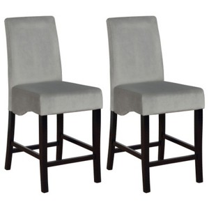 Dark Grey and Black Upholestered Counter Stools (Set of 2) - 1 of 4
