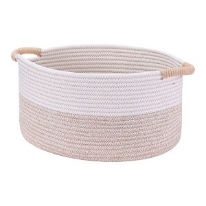 Unique Bargains Woven Handles Shelf Closet Storage Basket - 1 of 4