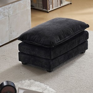 Karl Home 35.4'' Double Cushion Blue Chenille Ottoman - 1 of 3