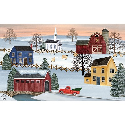 Briarwood Lane Winter Doormat 30x18 Indoor Outdoor Winter Saltboxes Primitive For Winter Doormat