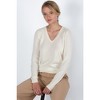 JENNIE LIU Women's 100% Pure Cashmere Long Sleeve Pullover V Neck Sweater - 3 of 4