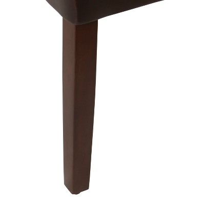 Modern Brown Faux Leather Parsons Side Chair with Wood Legs