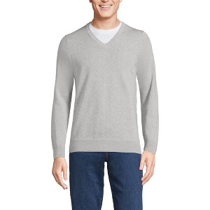 Lands' End Men's Fine Gauge Cotton V Neck Sweater - 1 of 3