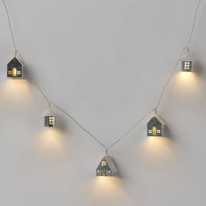 8ct LED Battery Operated Metal Village Novelty String Lights Warm White with Clear Wire - Wondershop™ - 1 of 4