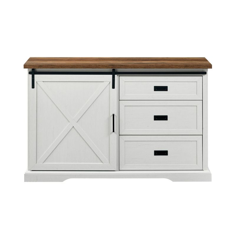Orson Transitional Sliding X Barn Door Sideboard with 3 Drawers - Saracina Home, 4 of 10