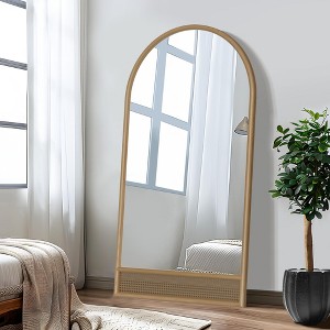 Spassway 37"W*71"H Brown Arched Full Length Mirror for Bedroom Living Room Bathroom Wood Frame Full Body Mirror Hanging or Leaning for Wall - 1 of 4