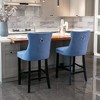 CAVINAS Mid-Century Barstools with Button Tufted and Chrome Nailhead Trim, Velvet Upholstered Dining Chair, Leisure Bar Chairs, Bar Stools, Set of 2 - 4 of 4