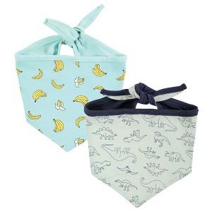 Luvable Friends Dog Reversible Pet Dog and Cat Bandana Bibs 2pk, Banana Dino, One Size - 1 of 4