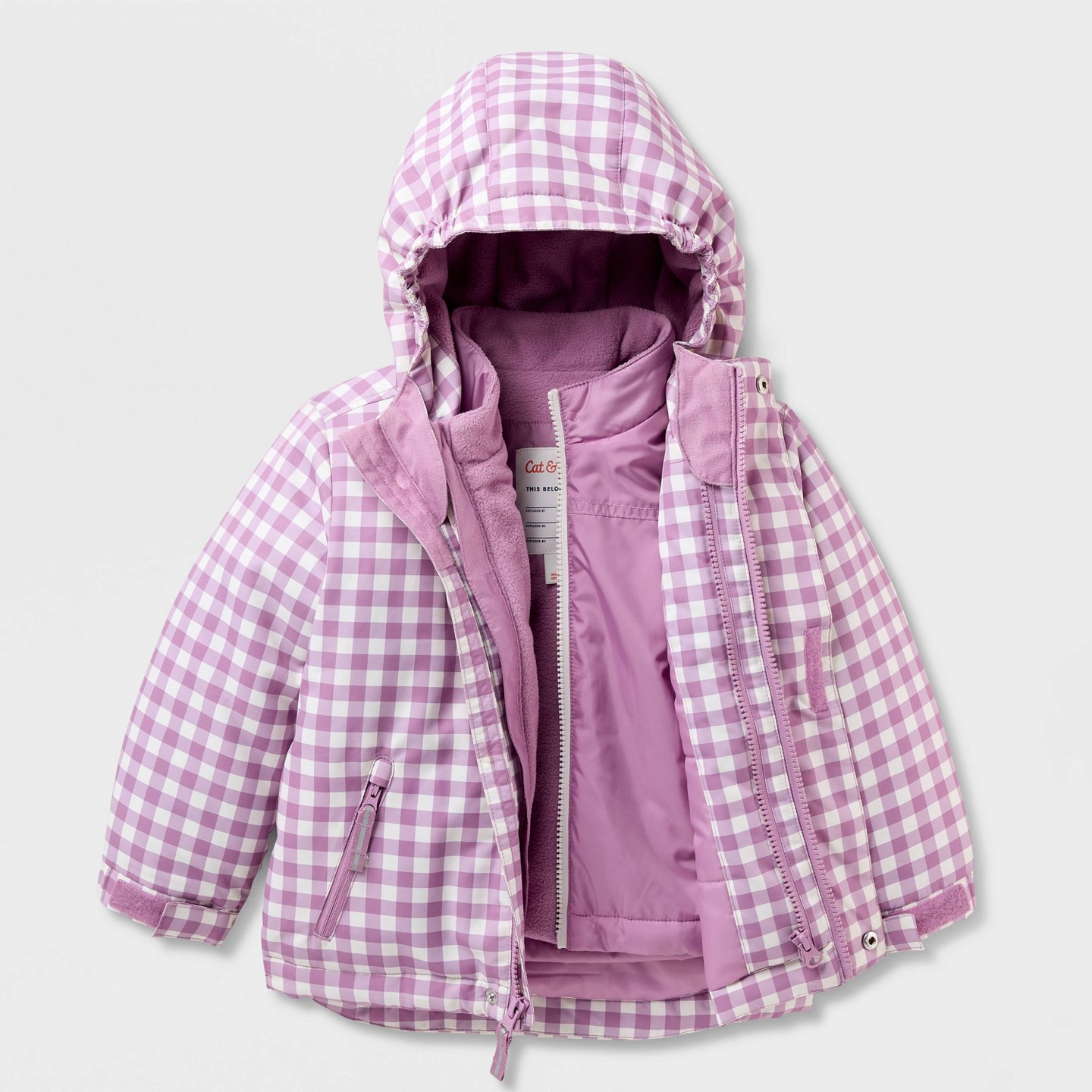 Детская куртка Cat & Jack Toddler 3-in-1 Winter Snowplay Plaid, цвет: Фиолетовый — фото 2