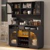 SOLACE FURNITURE 71" Pantry Cabinet, Kitchen Cabinet with Charging Station, Kitchen Hutch Storage with Pegboard and LED Light - 3 of 4