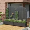 Wooakway 72"H Arch Metal Planter Box with Trellis Raised Garden Bed with Arbor Privacy Screen with Wheels - 2 of 4