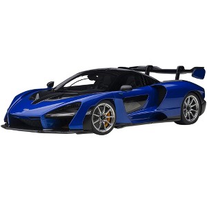 McLaren Senna Trophy Kyanos Blue and Black with Carbon Accents 1/18 Model Car by Autoart - 1 of 4