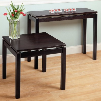 Elevated Dark Espresso Wood Console Table with Chrome Accents
