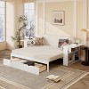KWPZQEB Daybed with Trundle, Solid Wood Bed Frame with Removable Desk and Drawers, Sofa Day Bed with Side Table for Living Room, Bedroom - 4 of 4