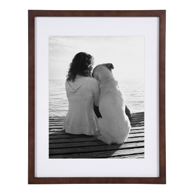 Walnut Brown Classic Wood Wall Frame Set 15x19"