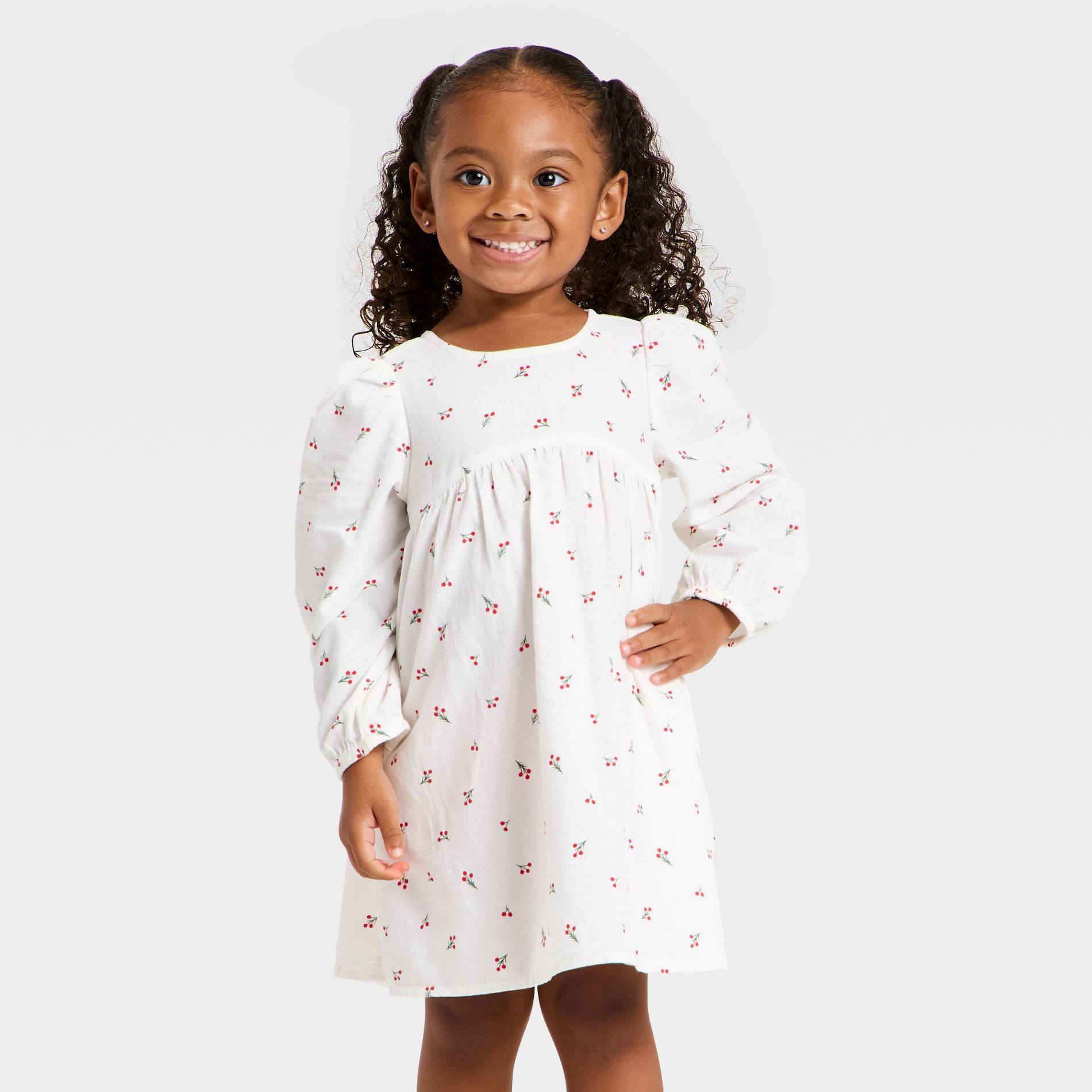 Toddler Girls' Long Sleeve Woven Dress - Cat & Jack™ Cream