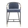 26"H Set of 2 Upholstered Counter Stools, Contemporary Design, Durable Iron Frame,Navy Blue-- Frevyn - 3 of 4