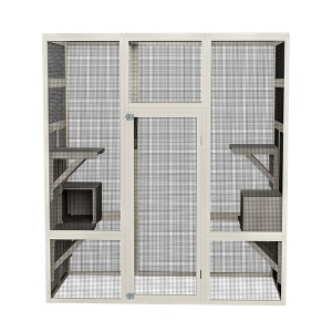 Gulches Gray Wooden Outdoor Catio Cat Enclosure with 5 Platforms 2 Resting Boxes UV-Resistant Waterproof Roof Rust-Proof Mesh 1 Piece 62 Inch - 1 of 4