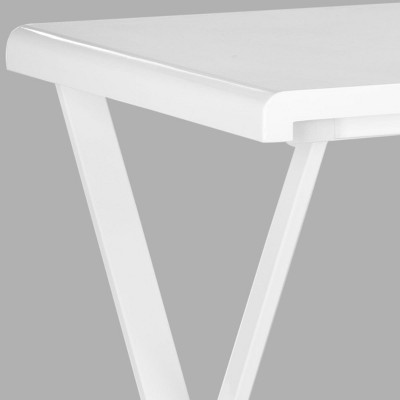 Transitional White Lacquered Home Office Desk with Crossed Legs