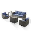 Buenhomino 5-Piece Patio Furniture Set with Fire Pit,Wicker Outdoor Swivel Rocker Chairs Patio Sofa for Backyard,Poolside,Deck,Gray Wicker - 2 of 4