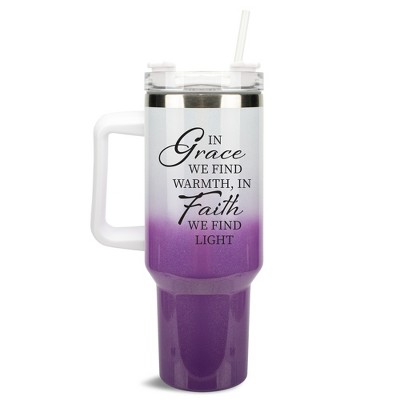 Elanze Designs In Grace Find Warmth In Faith Find Light 40 oz. Stainless Steel, Large Water Bottle Coffee Mug, Spill & Leak Resistant, Thermal Travel