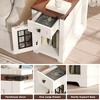 End Table with Glass Barn Door, LED Lights & Charging Station, Wood Rustic Nightstand - 3 of 4