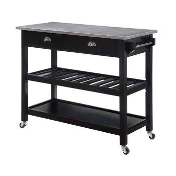 American Heritage 3 Tier Stainless Steel Kitchen Cart with Drawers - Breighton Home