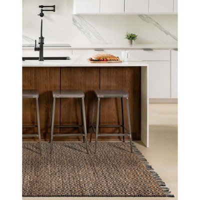 Handmade Black and Natural Braided Jute Rug 9' x 12'