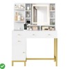 White Vanity Desk Table with Lighted Mirror &Power Outlet 3 Lighting Modes Brightness Adjustable - 4 of 4