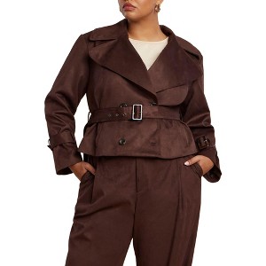 ELOQUII Cropped Faux Suede Trench Jacket - 1 of 4