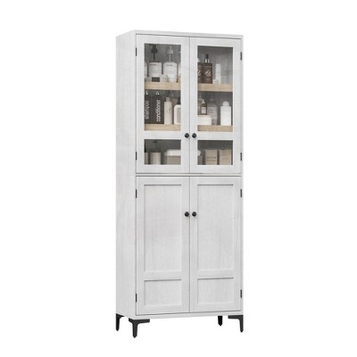 Tall Storage Cabinet, Kitchen Pantry Cabinet 5 Tier Bathroom Cabinet with 4 Doors Adjustable Shelves for Kitchen, Dining Room, Bathroom