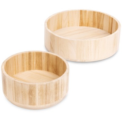 Smart Design Paulownia Wood Turntable Organizer- Set of 2