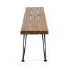 GDFStudio Avy Outdoor Industrial 62" Acacia Wood Bench with Hairpin Legs, Teak - 4 of 4