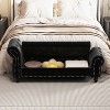 TiramisuBest 64.5" Velvet Storage Bed Bench - Tufted Chaise Lounge with Antique Nails, Khaki - 4 of 4