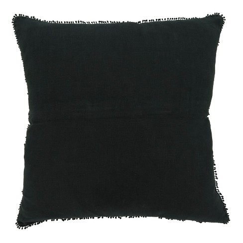 toon gastheer Dubbelzinnig Saro Lifestyle Pom Pom Linen Down-filled Throw Pillow, Black, 20" X 20" :  Target