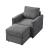 Grey Classic corduroy recliner, comfortable sofa recliner, upholstered lounge chair with footstool for living room - 3 of 4