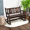 Tangkula 2PCS Carbonized Wood Rocking Bench Double Rocking Chair for 2 Persons w/ Wide Curved Seat - 3 of 4