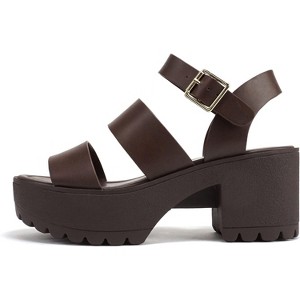 Soda ACCOUNT Women's Open Toe Block Heel Platform Sandals with Adjustable Ankle Strap - 1 of 4