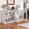 31 in. Tall Wood Grain Storage Cabinet in White, Storage Organizer with 2 Glass Doors for Bedroom Living/Dinning Room - 3 of 4