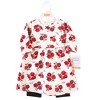 Hudson Baby Infant and Toddler Girl Quilted Cotton Long-Sleeve Dress and Leggings 2pc Set, Red Rose - 2 of 2