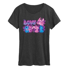 Women's - Lilo and Stitch - Love Grid Short Sleeve Graphic T-Shirt - 1 of 4