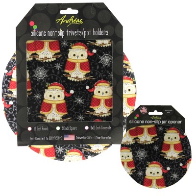 Tabletop 10.0" Hoot Owl Silicone Pads Jar Opener Trivet Pot Holder Andrea  -  Trivets