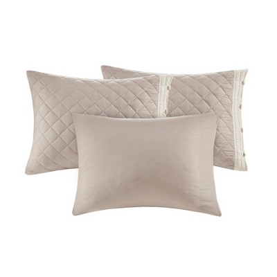 Ivory and Khaki Cotton Diamond Quilted Daybed Set